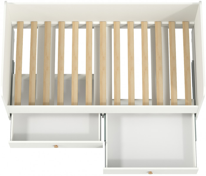 Джастин 11.55 Кровать, цвет белый шагрень, ШхГхВ 163,8х84х70,6 см., сп. м. 800х1600 мм., б/м, осн. есть, макс. нагрузка 80 кг., два выдвижных ящика