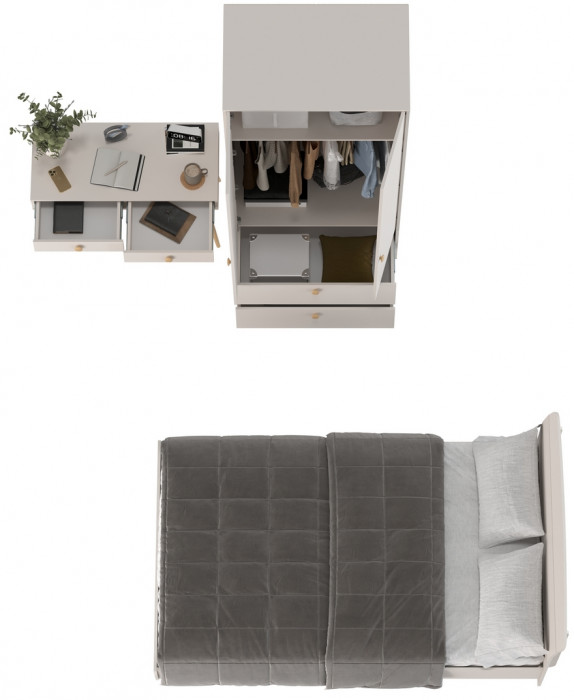 Афина Спальня 07-1200, цвет кашемир серый, сп.м. 1200х2000 мм., б/м, основание есть - фанера