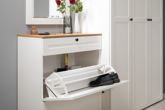 Остин Прихожая 47, белый шагрень/дуб крафт золотой