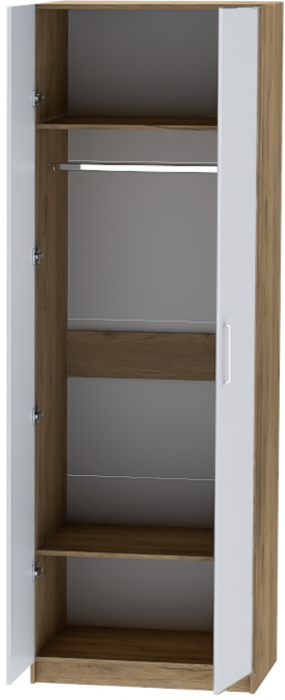 Шкаф двухдверный №1 "Иннэс-7" - Крафт золотой/Белый глянец