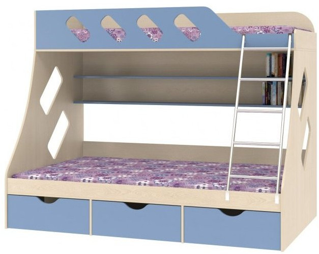 Дельта-20.01 Детская двухъярусная кровать с лестницей (Венге, Дуб молочный)