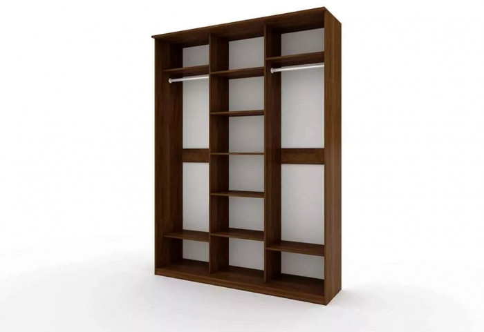 Шкаф купе Модерн 1776х600 3-х дверный 3-х секционный зеркальный с пескоструем №4 венге