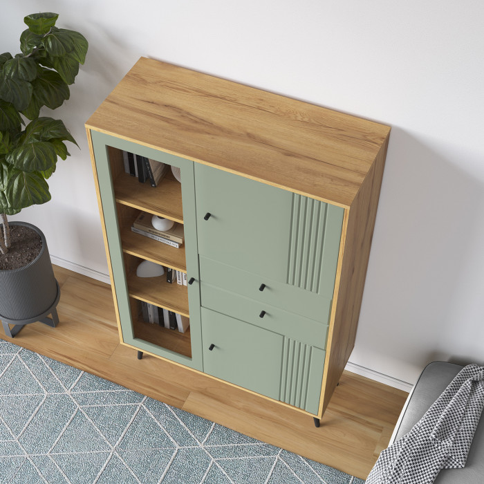 Шкаф низкий (1 стеклодверь)  Вега Саксония