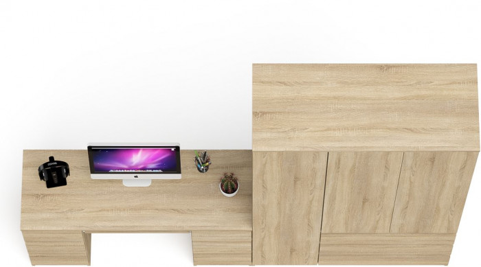 Мори компьютерный стол МС-2 + Шкаф МШ1200.1, дуб сонома