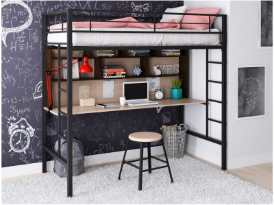 Кровать-чердак Севилья 1.2 (Дуб молочный, Черный)