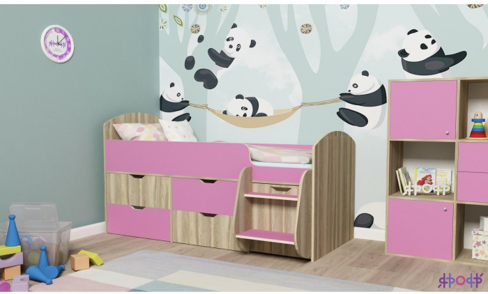 Кровать-чердак Малыш 7 (Винтерберг/Ясень Анкор темный)