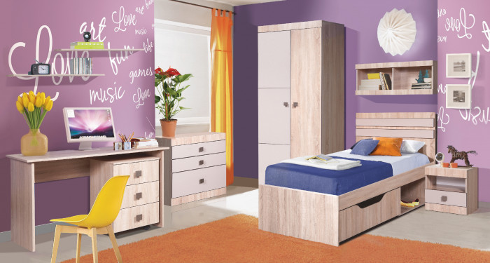 Набор мебели для детской "Лондон" - Дуб сонома/Капучино светлый