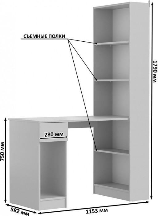 Лайт Шкаф комбинированный 10.01 + 10.01, тёмно-серый