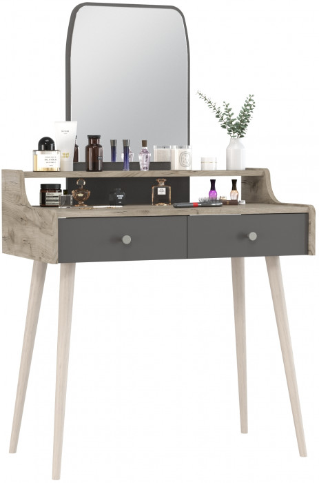 Трюмо 4-25916дкс/граф, цвет дуб крафт серый/графит, ШхГхВ 80х44,8х133 см.