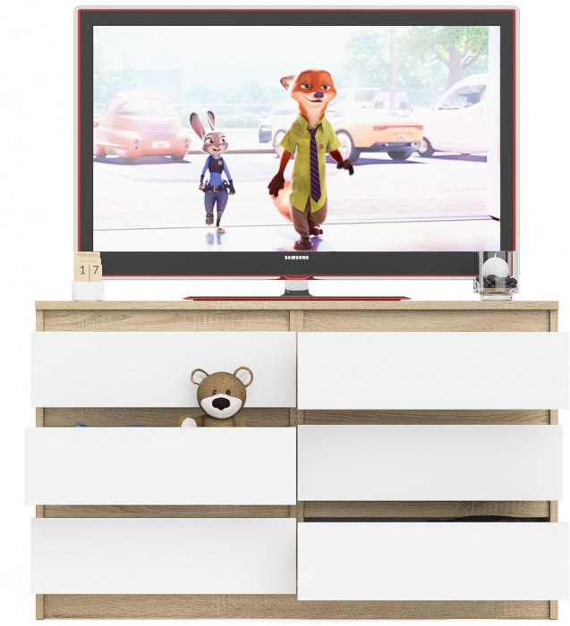 Мори Комод МК1200.6, цвет дуб сонома/белый, ШхГхВ 120,4х41х73 см.