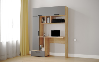 Компьютерный стол Квартет-11, Дуб крафт золотой/Графит серый