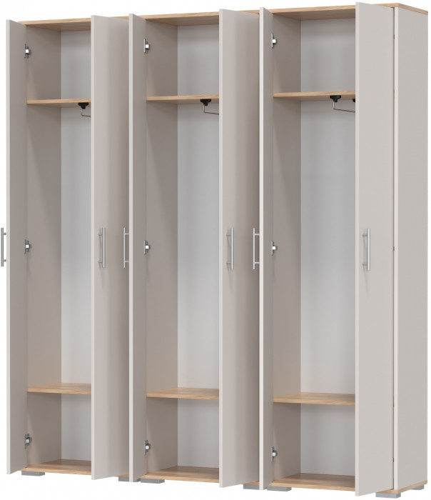 Три шкафа для одежды Домино 2-3430дкз/к.с, цвет дуб крафт золотой/кашемир серый, ШхГхВ 180х36х202 см.