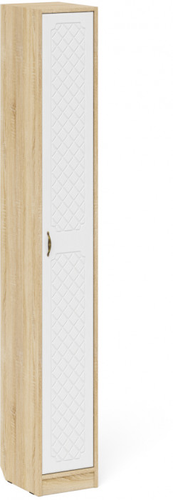 Прихожая П-6 Пенал 3 штуки, цвет дуб сонома/фасады МДФ белое дерево фрезеровка ромб, ШхГхВ 90х35х210 см., универсальная сборка