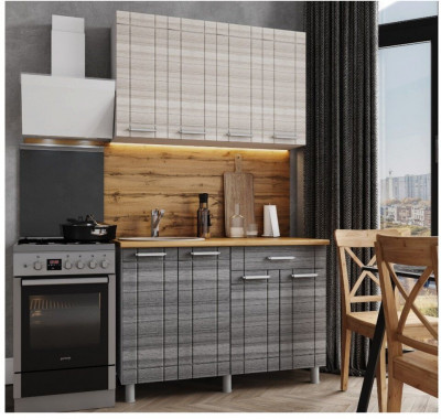 Кухонный гарнитур Бомбей 1,2м Сандал белый/Сандал серый