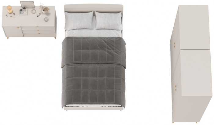 Афина Спальня 18-1200, цвет кашемир серый, сп.м. 1200х2000 мм., б/м, основание есть - фанера