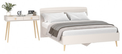 Афина Спальня Кровать 1600 + Стол, цвет кашемир серый, ШхГхВ 164,6х210,2х95,6 + 100х45х76 см., сп.м. 1600х2000 мм., б/м, основание есть