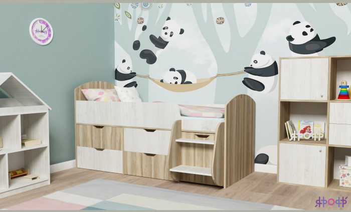 Кровать-чердак Малыш 7 (Винтерберг/Ирис)