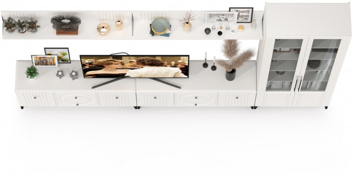 Валенсия Гостиная № 083, ЛДСП белый шагрень/МДФ белый шагрень