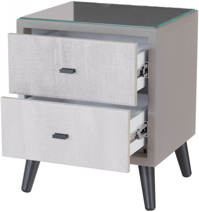 Тумба прикроватная интерьерная Ланс светло-серый/мдф холст белый