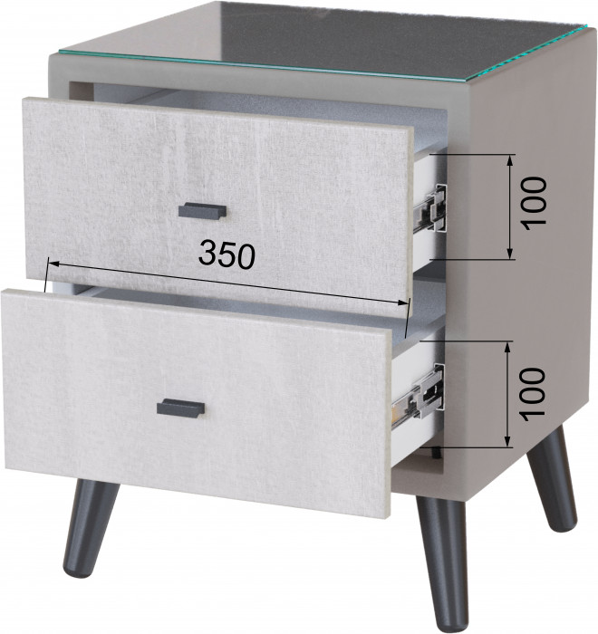 Тумба прикроватная интерьерная Ланс светло-серый/мдф холст белый