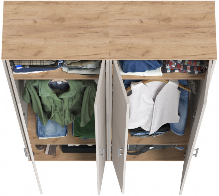 Два шкафа для одежды Домино 2-3430дкз/к.с, цвет дуб крафт золотой/кашемир серый, ШхГхВ 120х36х202 см.