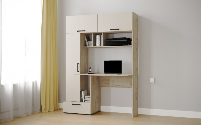 Компьютерный стол Квартет-11, Дуб крафт серый/Кашемир