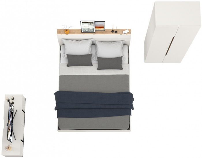 Муссон Спальня № 18, цвет белый/дуб эндгрейн элегантный, ортопед, сп. м. 1600х2000 мм., б/м