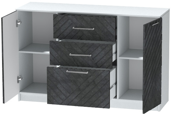 Комод №3 "Иннэс-7", Белый/Бетон графит