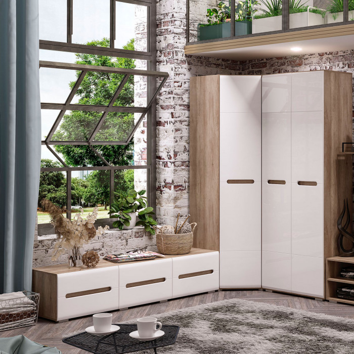 Спальня "Наоми" ШК-20 дуб каньон/белый глянец МF07