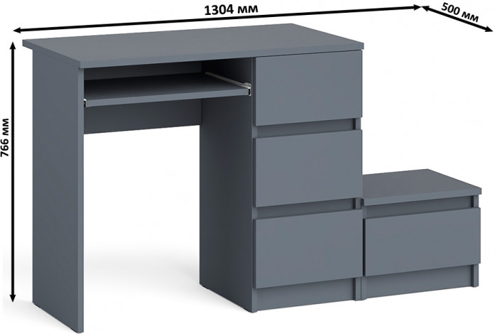Мори компьютерный стол МС-6 правый + Тумба ТМП400.1, графит
