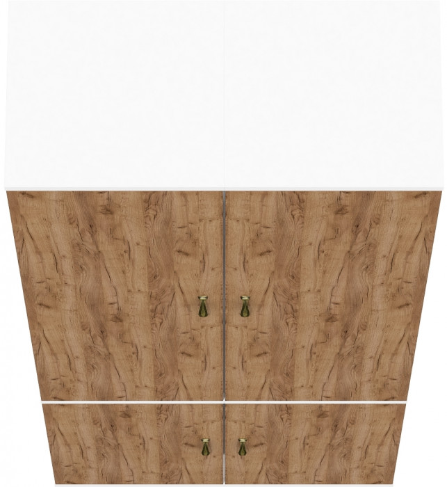 Лидер-8 Пенал МД 21Б 2 шт., цвет белый шагрень/крафт золото, ШхГхВ 80х37,5х190 см., универсальная сборка