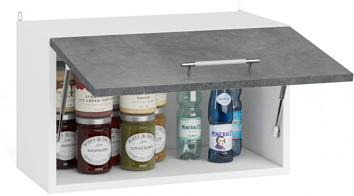 Кухня Мебель--24 ШВГ600 Шкаф горизонтальный 60 см., корпус белый/фасад МДФ бетон лофт графит