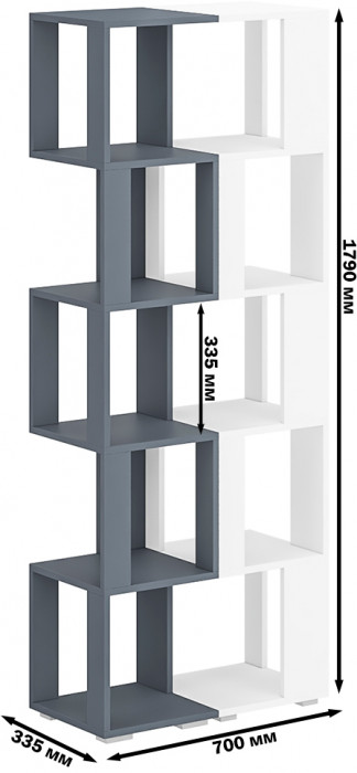 Стеллаж СВК 2 шт., цвет графит/белый, ШхГхВ 70х35х179 см.(графит 1 шт. + белый 1 шт.)