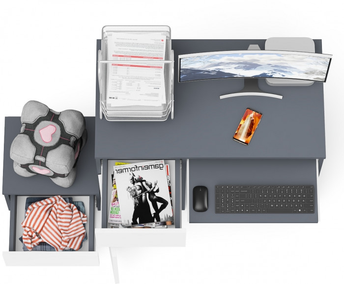 Мори компьютерный стол МС-1 левый + Тумба ТМП400.1, графит/белый