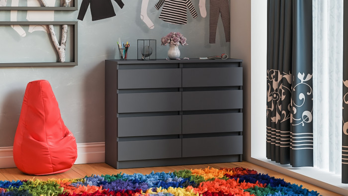Мори Комод МК1200.8, цвет графит, ШхГхВ 120,4х41х94 см.
