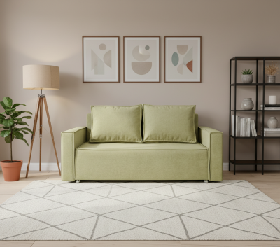 Диван-аккордеон Лофт 120х200, ППУ, велюр бежевый