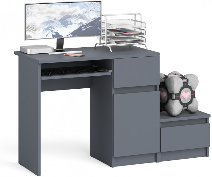 Мори компьютерный стол МС-1 правый + Тумба ТМП400.1, графит