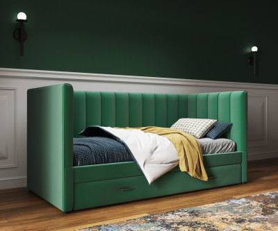 Подростковая кровать "Нега" с бортами (интерьерная), Изумруд