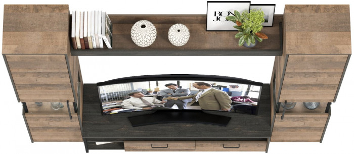 Трувор Гостиная 017, цвет дуб гранж песочный/интра, ШхГхВ 239,4х45,4х210 см., универсальная сборка