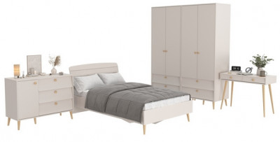 Афина Спальня 19-1200, цвет кашемир серый, сп.м. 1200х2000 мм., б/м, основание есть - фанера