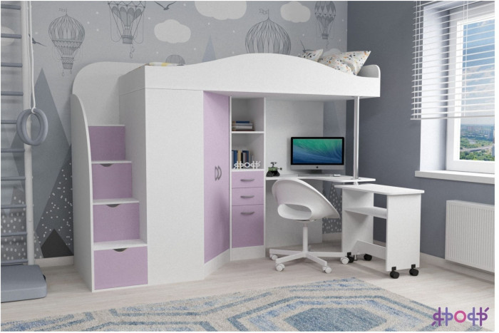 Кровать-чердак Юниор 4 (Винтерберг/Ирис)