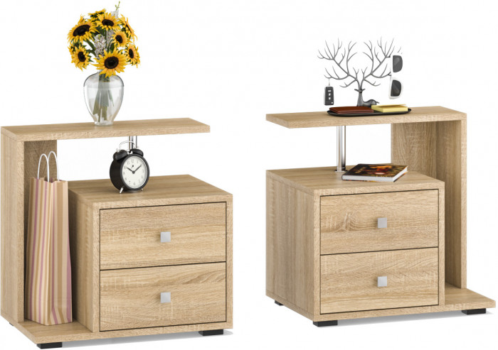 Камелия спальня № 4 Кровать 1800 + Две тумбы + Комод + Шкаф 4-х створчатый, цвет дуб сонома, сп.м. 1800х2000 мм., б/м, основание есть