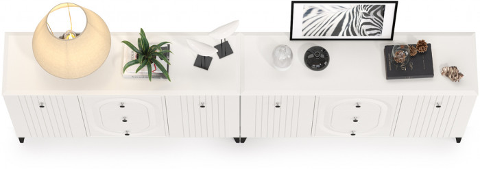 Валенсия Спальня 13.309 Комод + 13.309 Комод, цвет ЛДСП белый шагрень/МДФ белый шагрень, ШхГхВ 266,4х38,4х87,5 см.