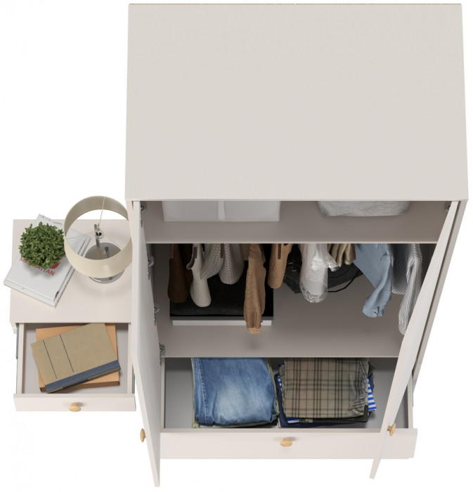 Афина Спальня Шкаф 2-х дверный + Тумба прикроватная, кашемир серый