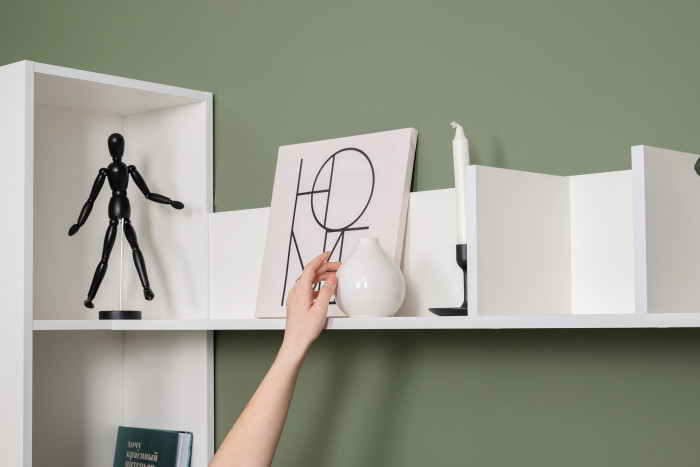 Эйр Гостиная 16.490 Полка навесная открытая, белый шагрень