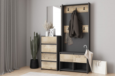 Прихожая Денвер. Комплект 1, Графит, Дуб гранж песочный
