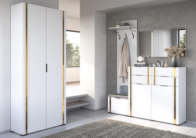 Прихожая Эмэ, набор №3, Белый/Milk Золото, Simple 27