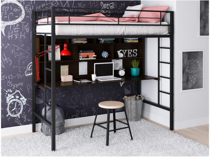 Кровать-чердак Севилья 1.2 (Венге / Дуб молочный, Слоновая кость)