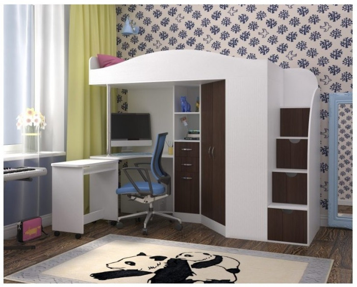 Кровать-чердак Юниор 4 (Венге/Оранжевый)