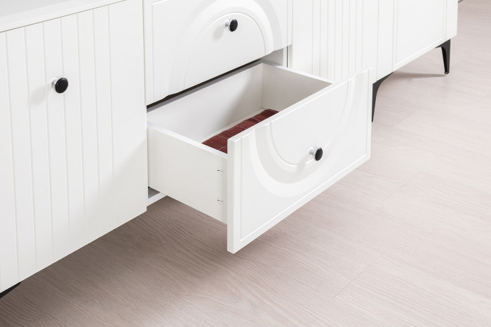 Валенсия Гостиная № 087, ЛДСП белый шагрень/МДФ белый шагрень